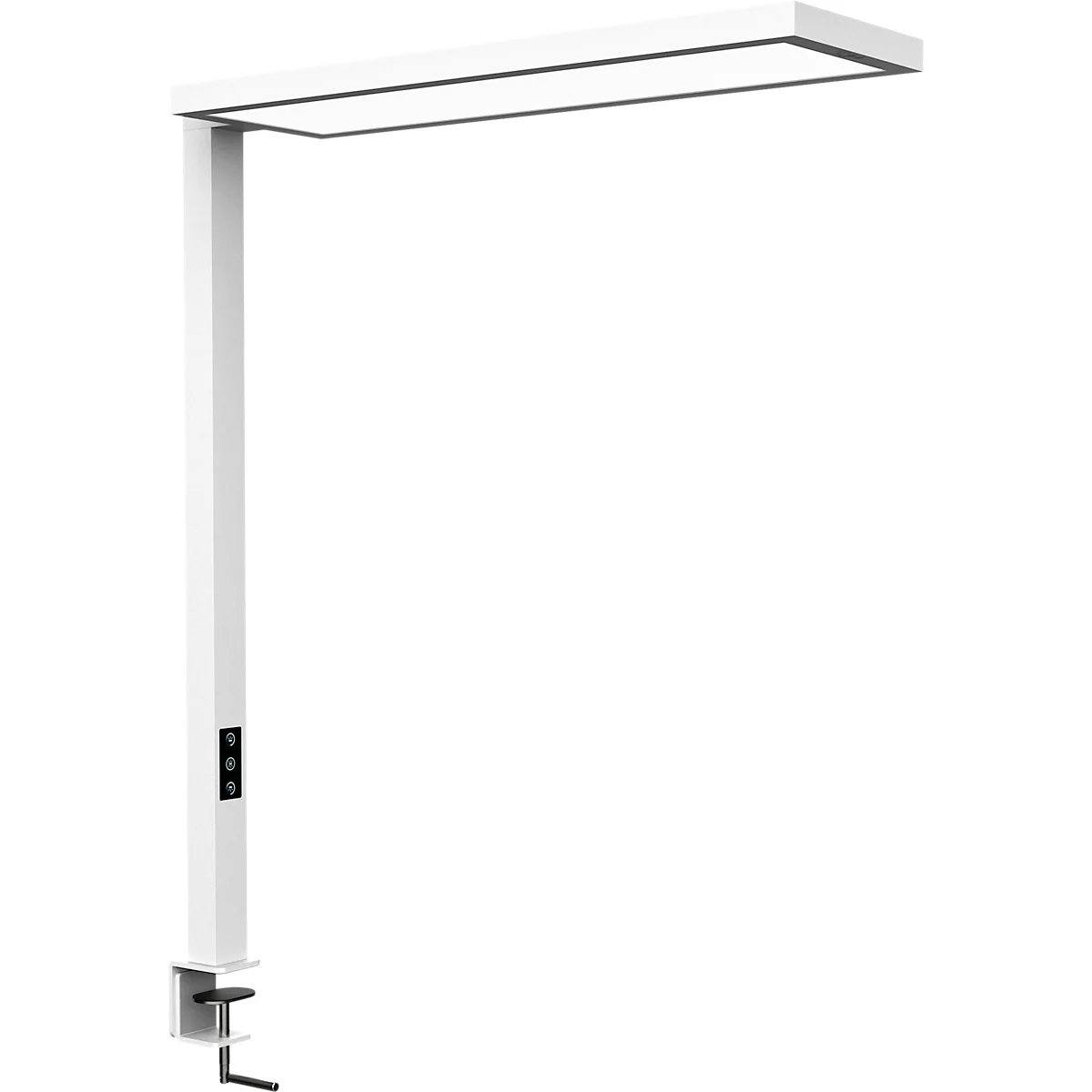Lampe de bureau LED à pince Maul MAULsenja, 87 W, 15150 lm, 2700-5700 K, lumière directe/indirecte, intensité lumineuse variable, détecteur de mouvement/lumière, aluminium, blanc