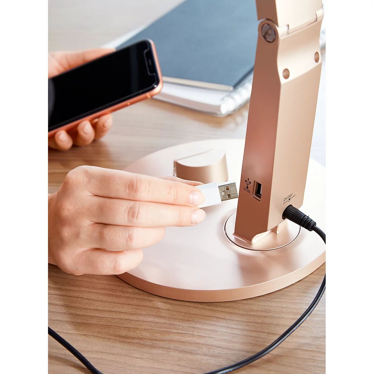 Lampe de bureau LED Vario, 741 Lumen, avec variateur, durée de vie 40000 h, champagne