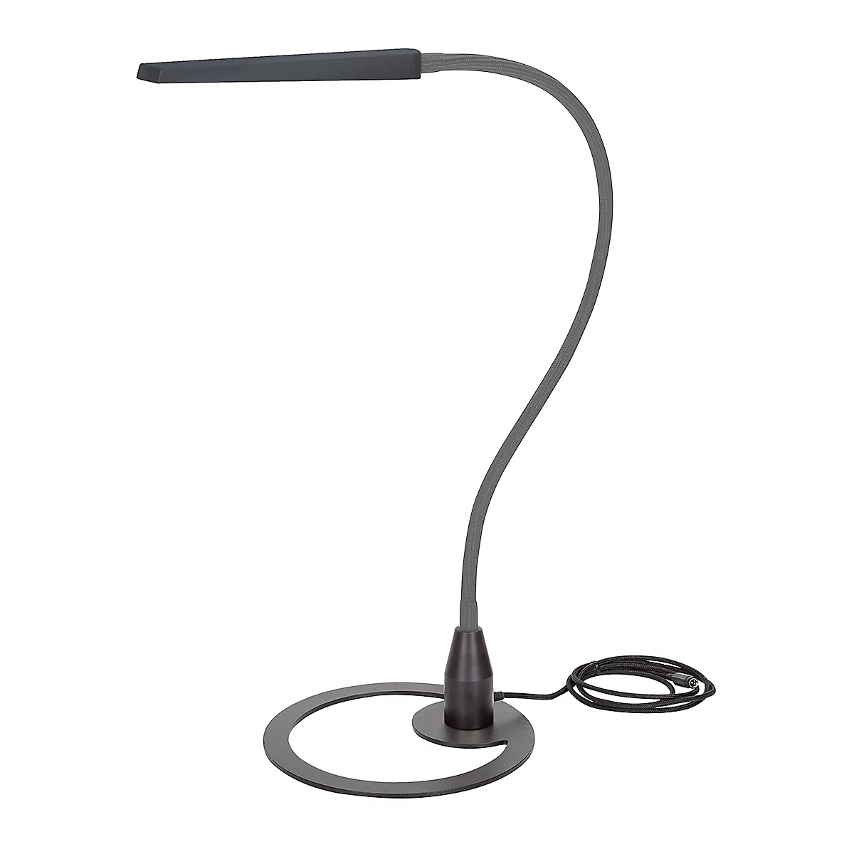 Lampe de table à LED Bauer &amp; Böcker Comet, 10 W, 960 lm, 2700-5500 K, à intensité variable, inclinable, commande gestuelle, L 750 mm, aluminium, noir-gris