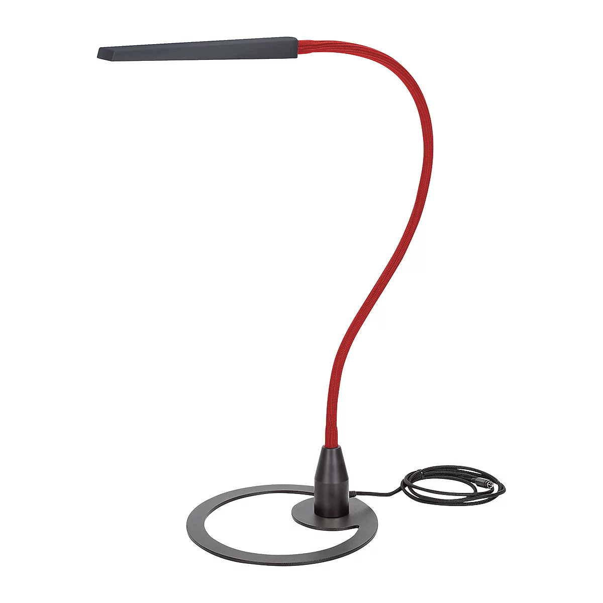 Lampe de table à LED Bauer &amp; Böcker Comet, 10 W, 960 lm, 2700-5500 K, à intensité variable, inclinable, commande gestuelle, L 750 mm, aluminium, noir-rouge