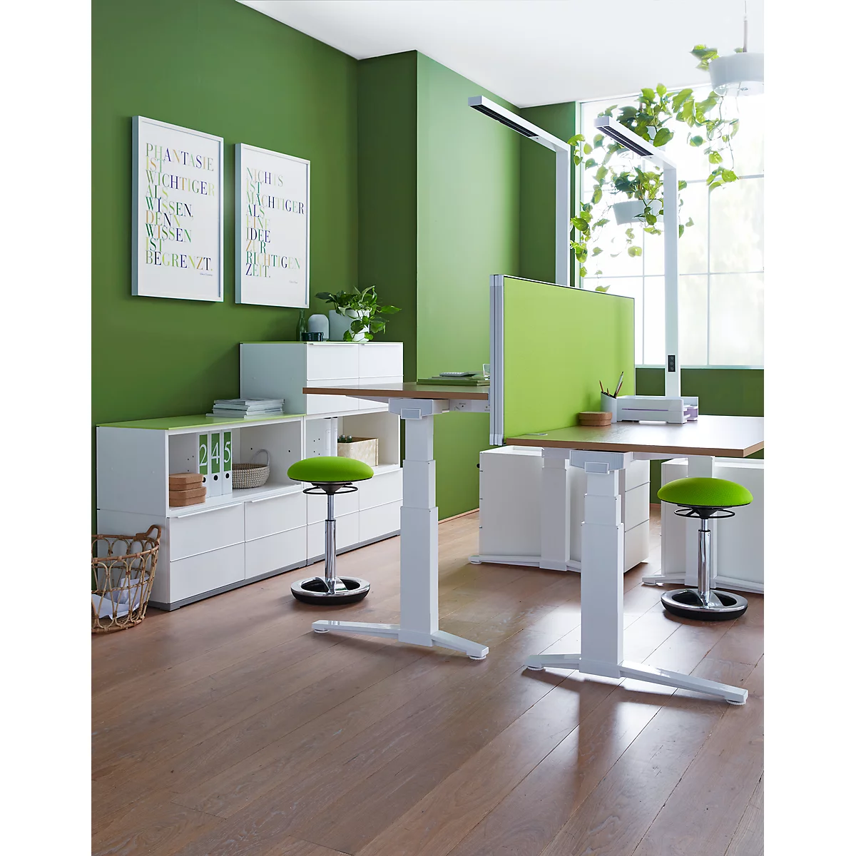 Lampe de table à pince LED dotlux STLYEbutler table, avec variateur, convient particulièrement aux bureaux réglables en hauteur, 10200 lm
