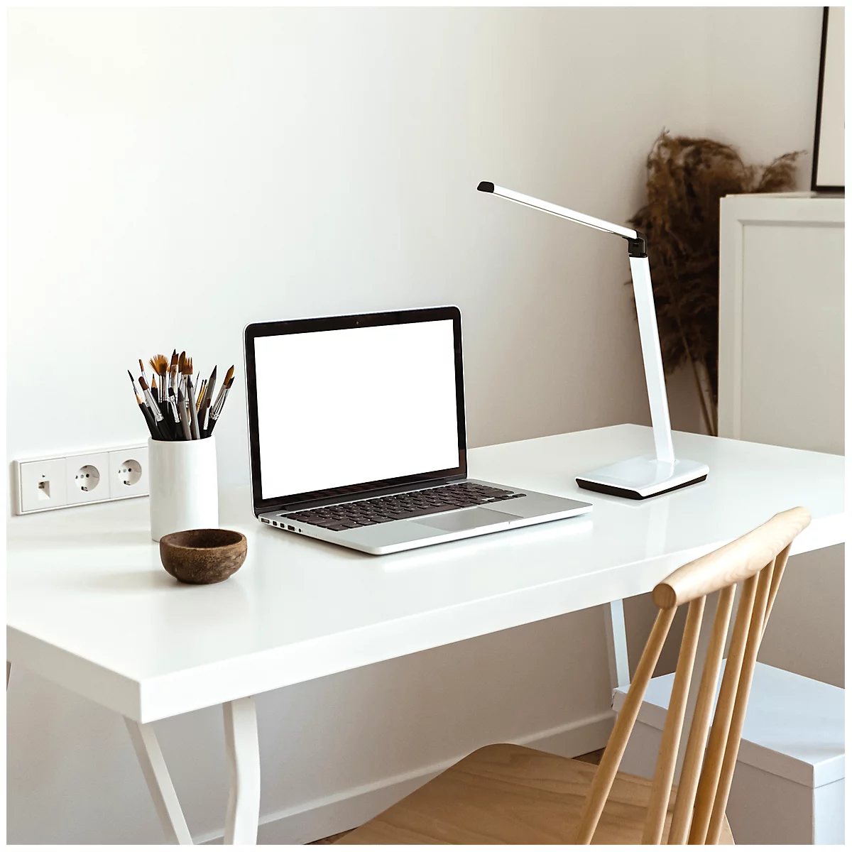 Lampe de table LED Fischer&amp;Honsel Bright, 9 W, réglable, variateur à capteur, L 200 x l 160 x H 790 mm, métal, argenté