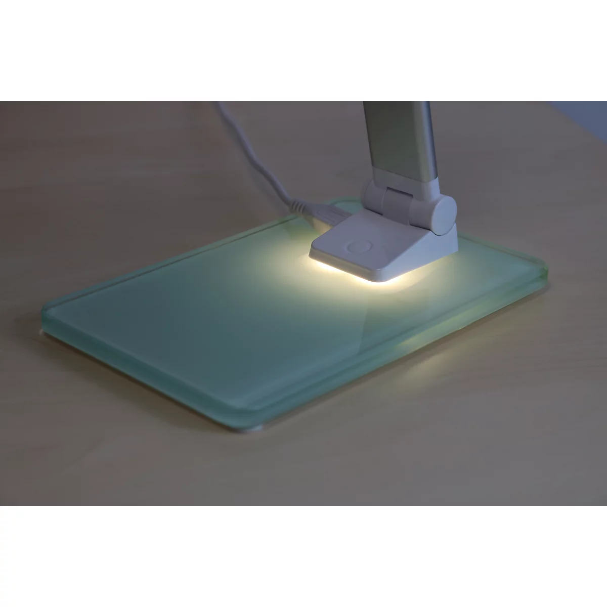 Lampe de table LED UNILUX Popy, 5 W, 500 lm, 3000-6000 K, 3 intensités lumineuses, intensité lumineuse variable, pliable, argent-blanc