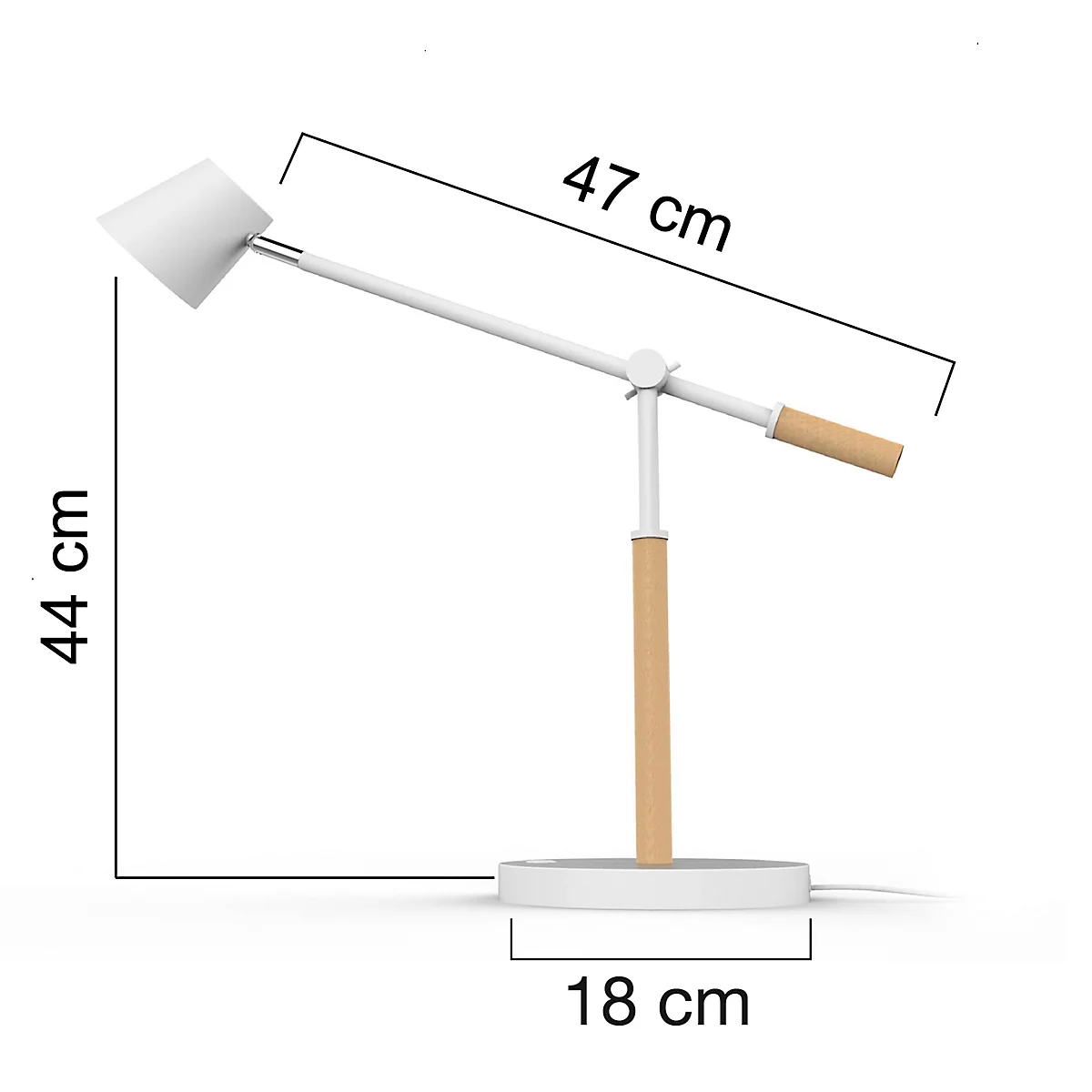 Lampe de table LED UNILUX VICKY, 9 W, 900 lm, 3000 K, 3 intensités lumineuses, intensité lumineuse variable, fonction de recharge USB, bois de hêtre &amp; acier, blanc-hêtre