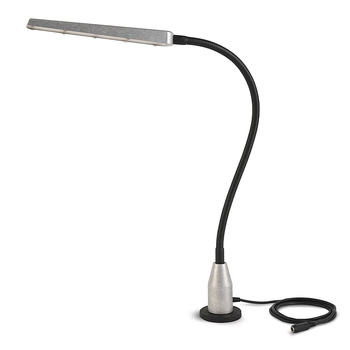 Lampe de travail LED Bauer &amp; Bücker Silhouette, 10 W, 960 lm, 2700-5500 K, inclinable, commande gestuelle, intensité lumineuse variable, pied magnétique, IP65, L 750 mm, aluminium, gris-noir