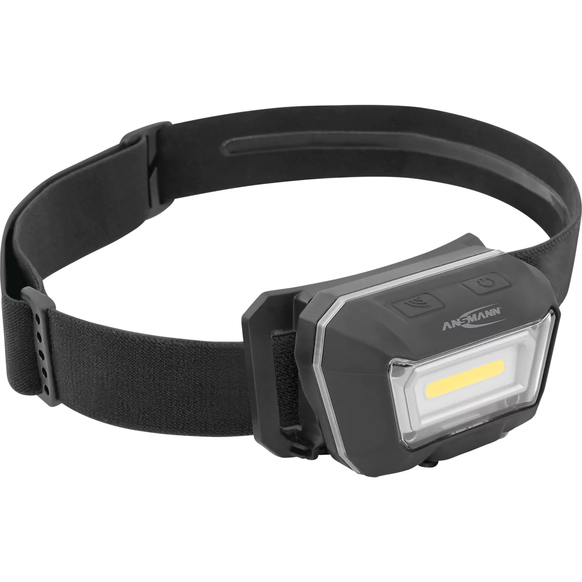 Lampe frontale à LED Ansmann HD280RS, 280 lumens, portée 21 m, 110 g, IP65, commande gestuelle, bandeau flexible, L 78,4 × l 47,4 × H 45,9 mm, noir