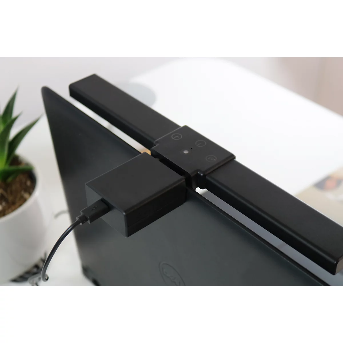Lampe LED à pince UNILUX Travelight, pour notebooks &amp; écrans de bureau, puissance 4,5 W, 350 lm, 2900-5300 K, intensité lumineuse variable, connexion USB, largeur de pince 5-30 mm, noir