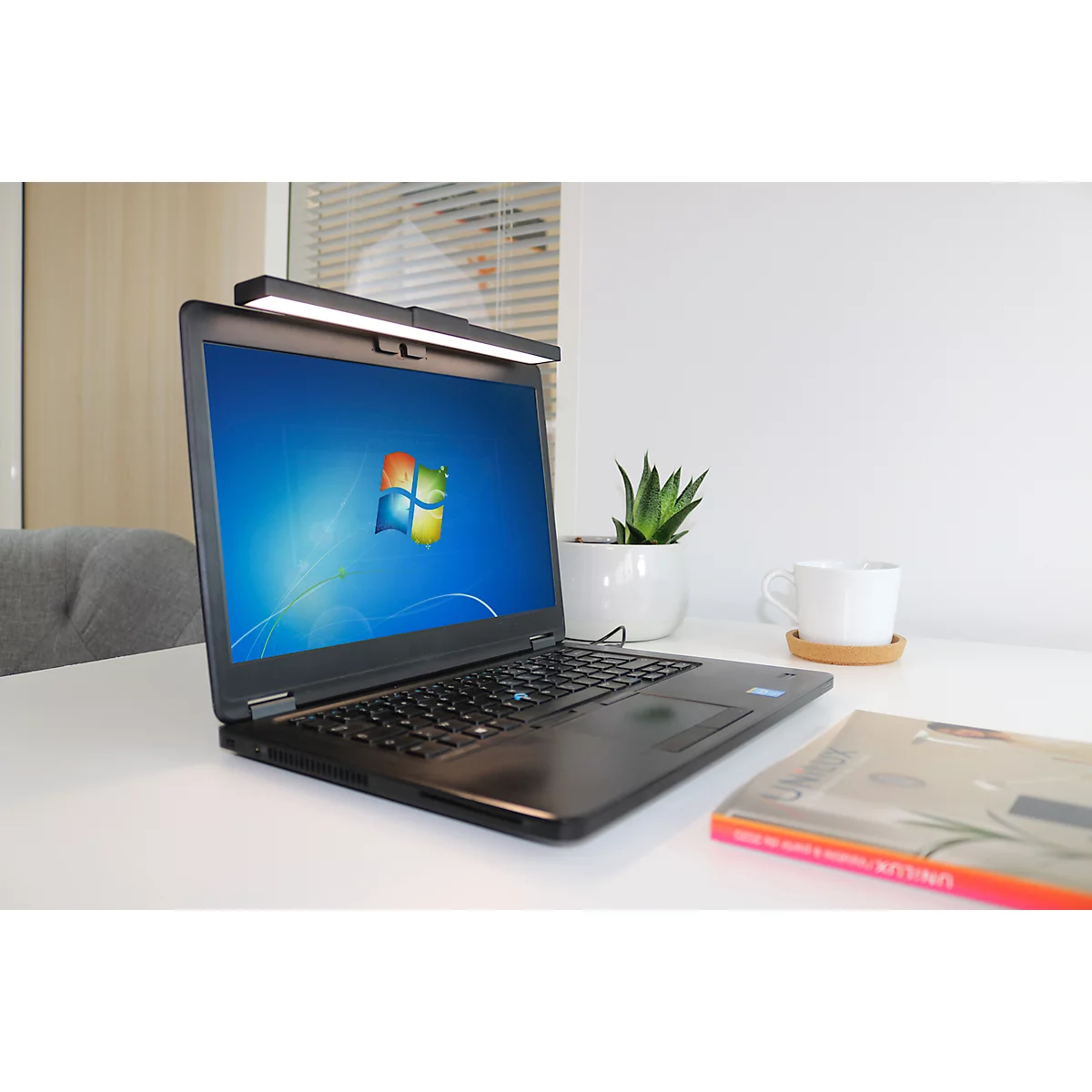 Lampe LED à pince UNILUX Travelight, pour notebooks &amp; écrans de bureau, puissance 4,5 W, 350 lm, 2900-5300 K, intensité lumineuse variable, connexion USB, largeur de pince 5-30 mm, noir