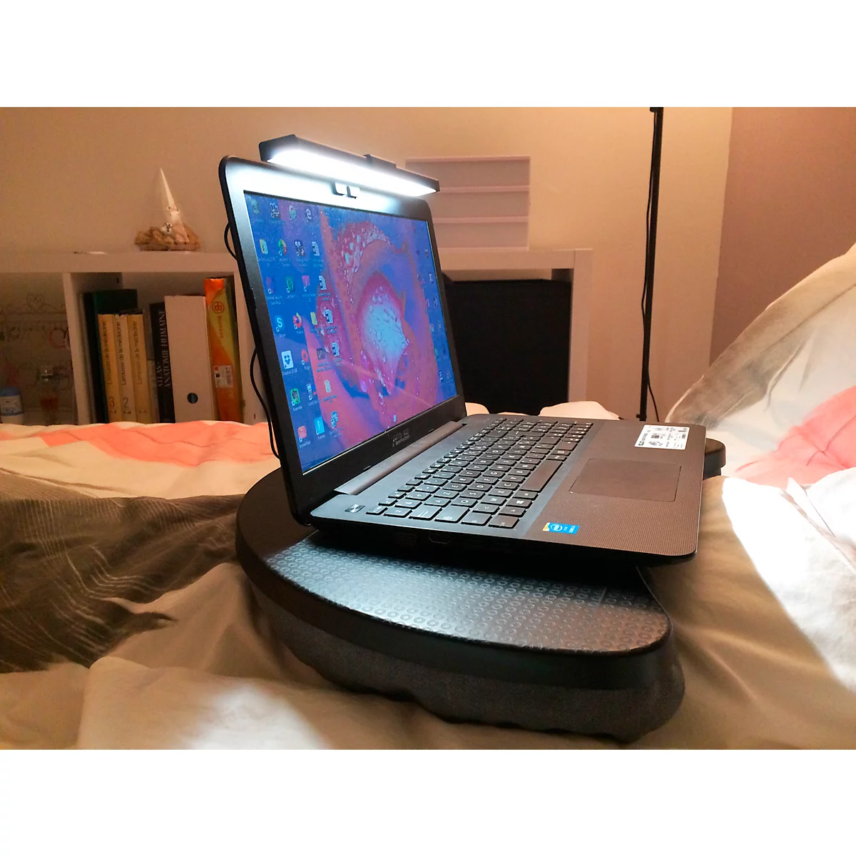 Lampe LED à pince UNILUX Travelight, pour notebooks &amp; écrans de bureau, puissance 4,5 W, 350 lm, 2900-5300 K, intensité lumineuse variable, connexion USB, largeur de pince 5-30 mm, noir