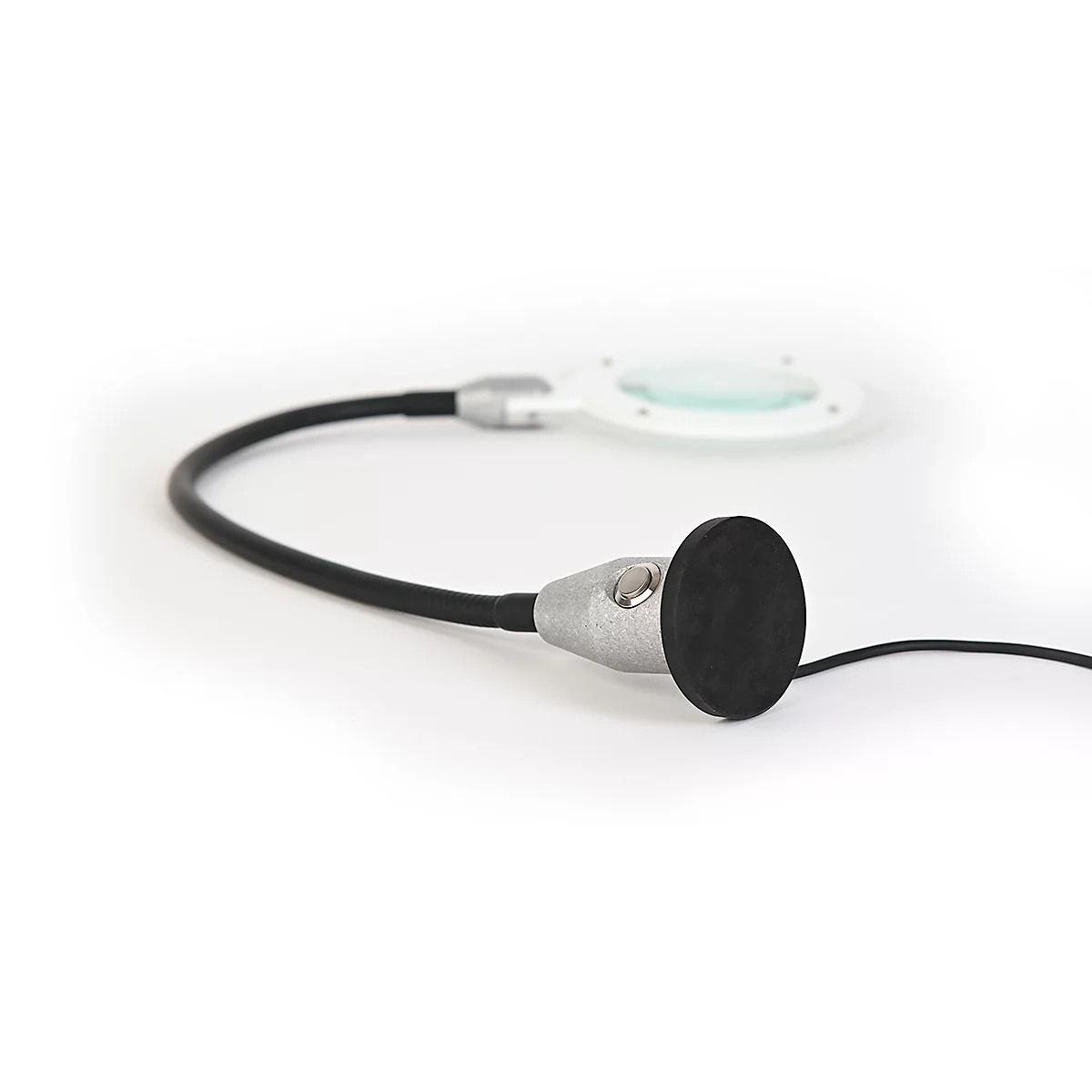 Lampe loupe LED Bauer &amp; Böcker Slim, grossissement 6x, 7,5 W, 460 lm, 5500 K, inclinable, IP65, pied magnétique, plastique, noir