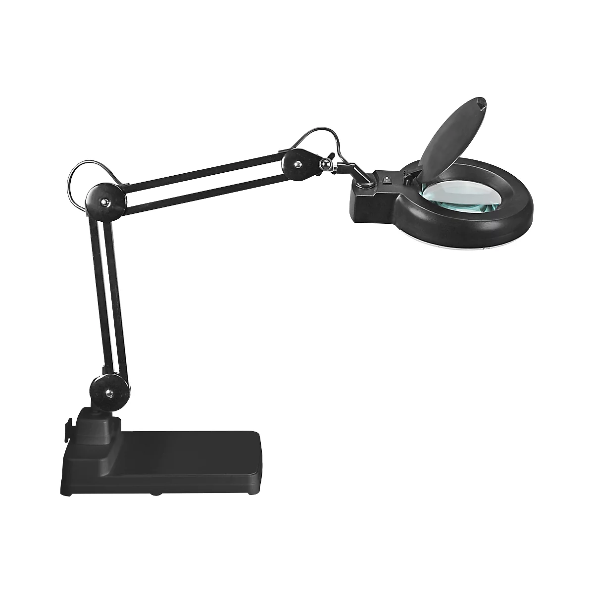 Lampe loupe LED MAULvisio, puissance 8 W, 1200 lm, lentille à 3 dioptries, base rotative, noire