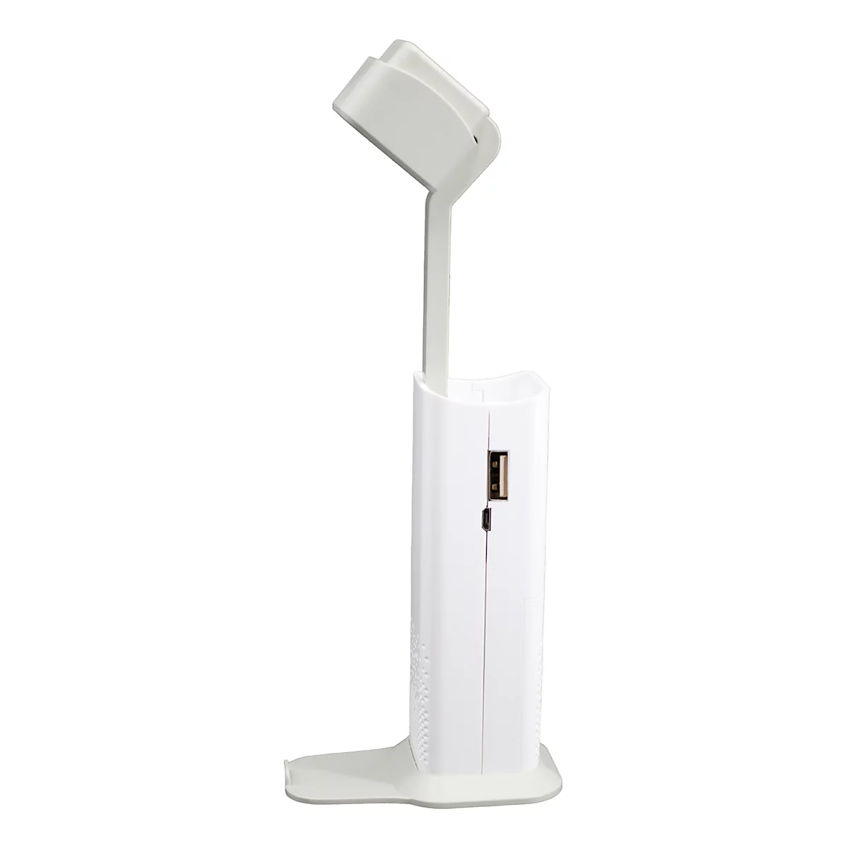 Une lampe de bureau blanche et moderne avec un port USB.