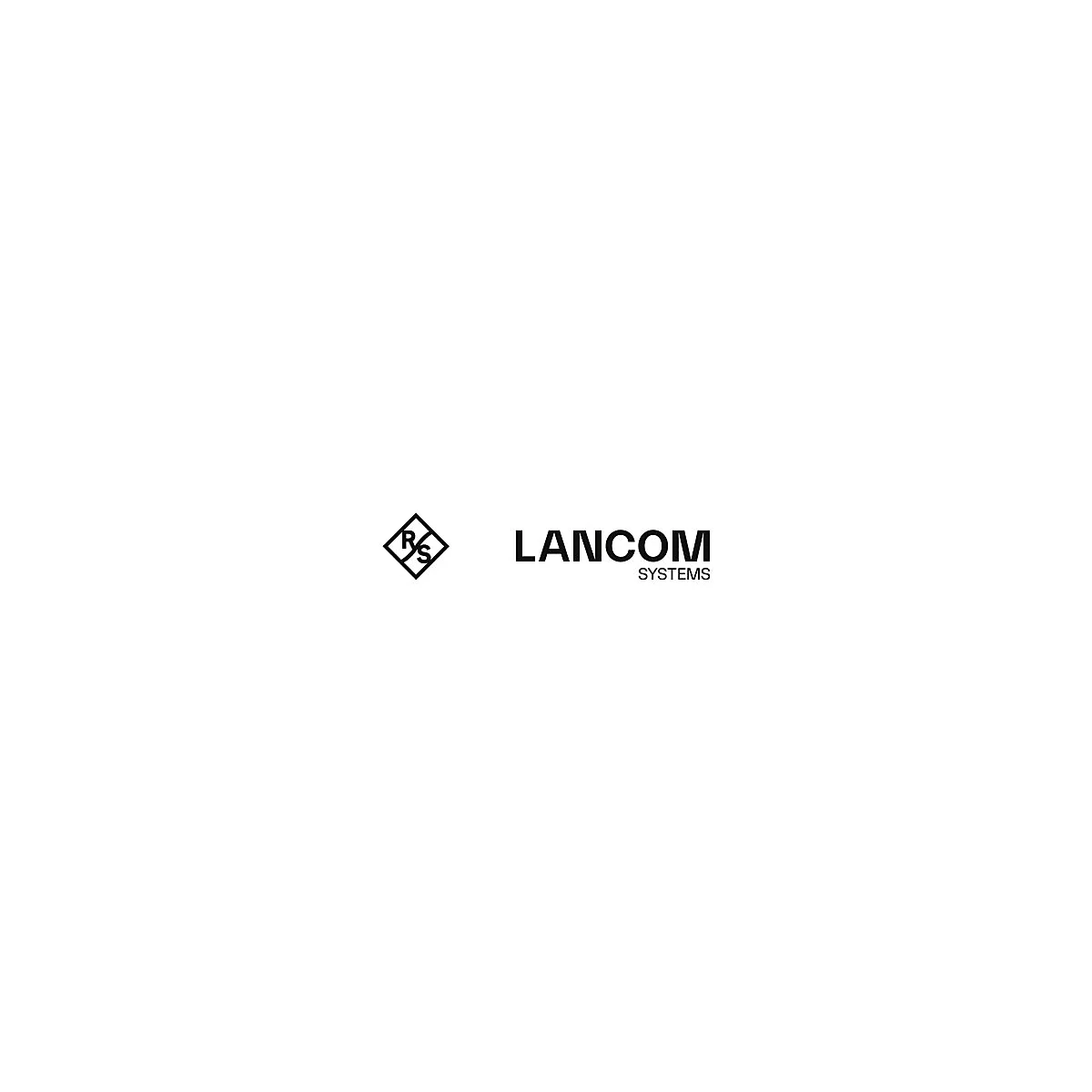 Firmenlogo von LANCOM Systems mit schwarzem Schriftzug und einer Raute mit den Buchstaben R und S.