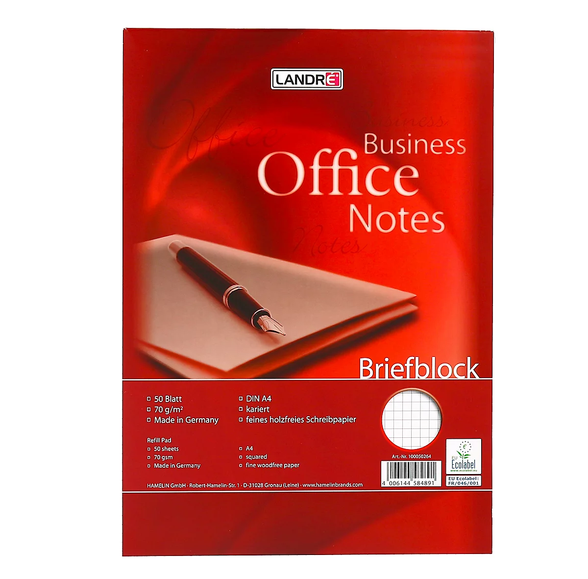 Landré briefblok Office A4 geruit, 50 vellen, 10 stuks