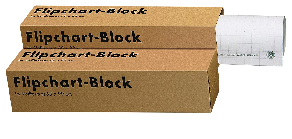 Landré Flipchart-Block, 5 Stück, aus 100% Recycling-Papier, blanko