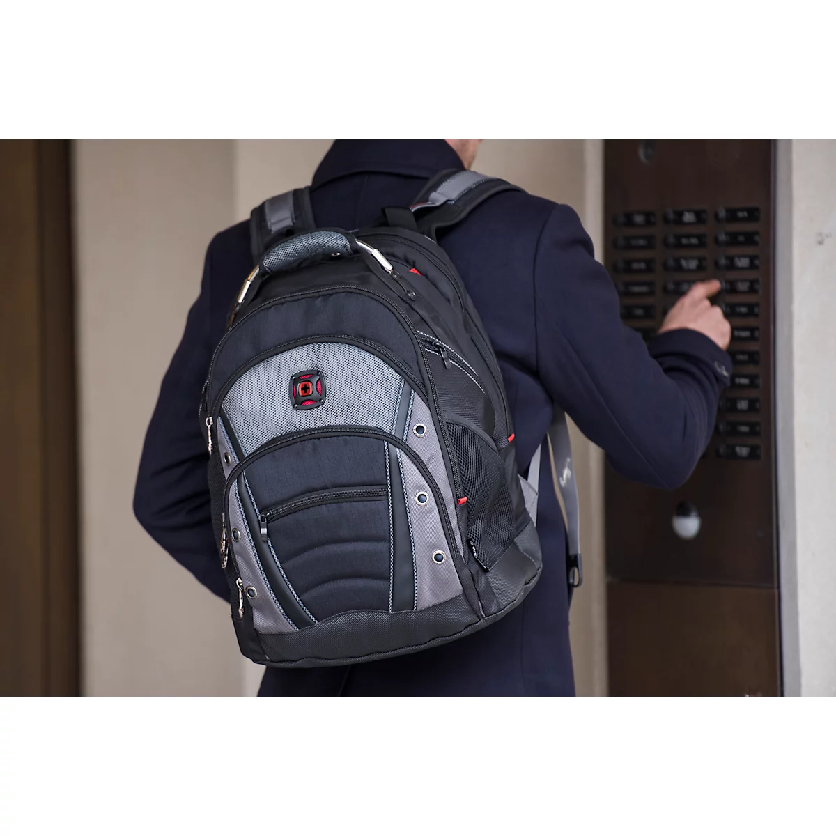 Laptop Rucksack Wenger Synergy, Laptops bis 16', Laptop- & Tabletfach, Organizer, Quick-Case, L 260 x B 360 x H 460 mm, 26 l, Polyester, schwarz/grau