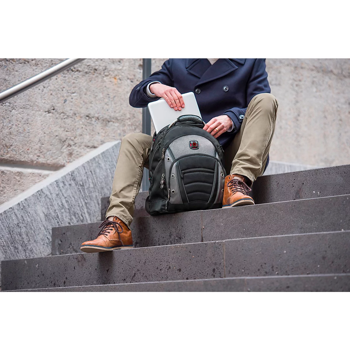 Laptop Rucksack Wenger Synergy, Laptops bis 16', Laptop- & Tabletfach, Organizer, Quick-Case, L 260 x B 360 x H 460 mm, 26 l, Polyester, schwarz/grau