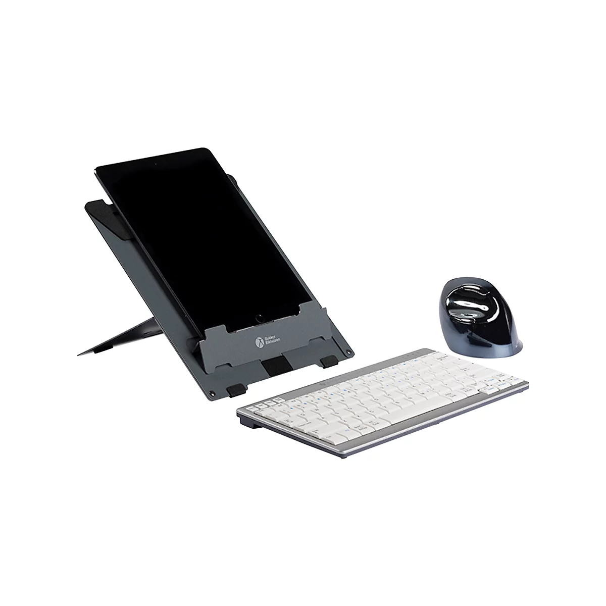 Laptop Ständer Bakker Elkhuizen Ergo-Q 160, für Laptops & Tablets bis 17”, ergonomisch, B 215 x T 266 x H 7,5 mm, Aluminium, dunkelgrau-matt