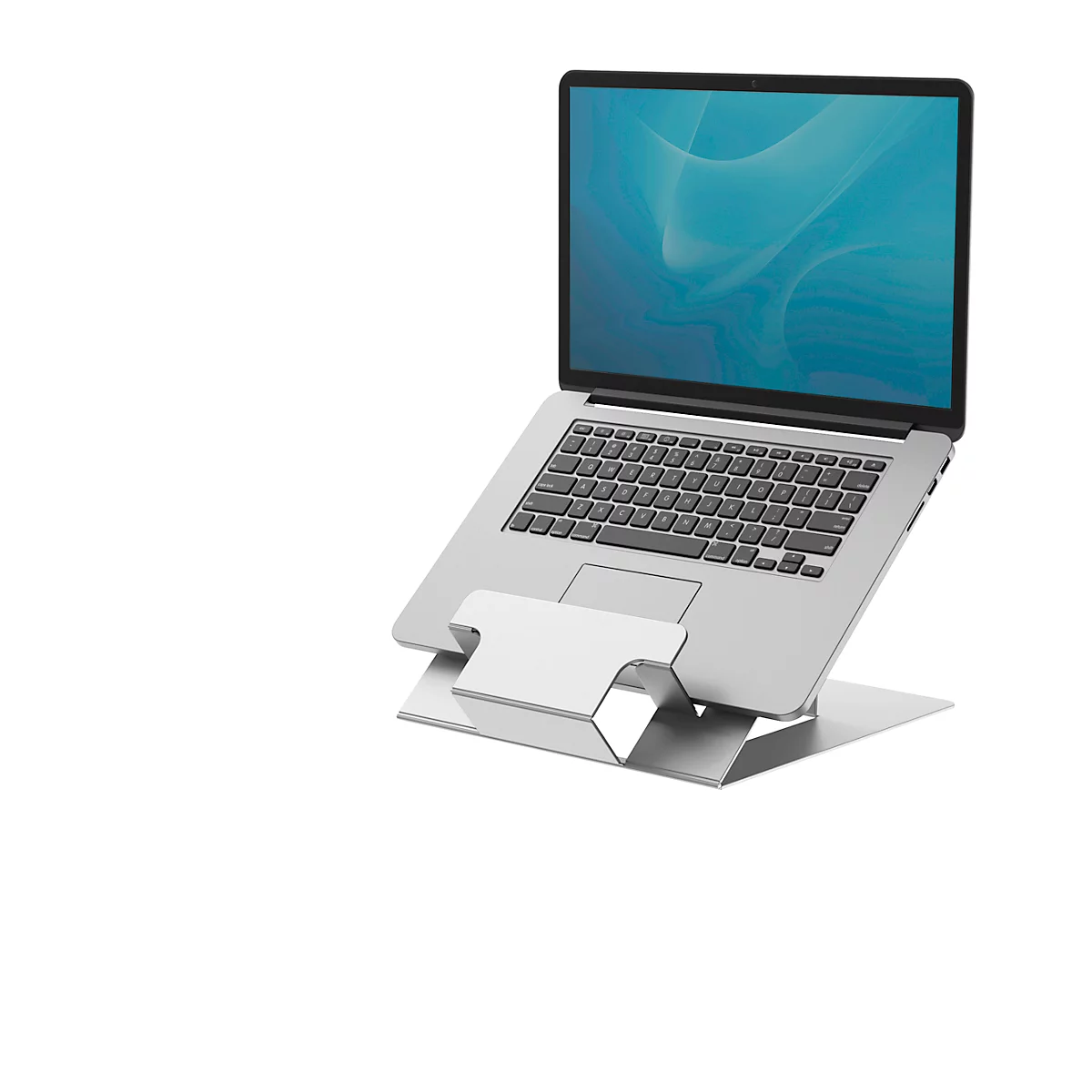 Laptop Ständer Fellowes Hylyft™, für Laptops bis 18″ & bis 4 kg, 6-stufig manuell höhenverstellbar, zusammenklappbar, ergonomisch, Aluminium, silber