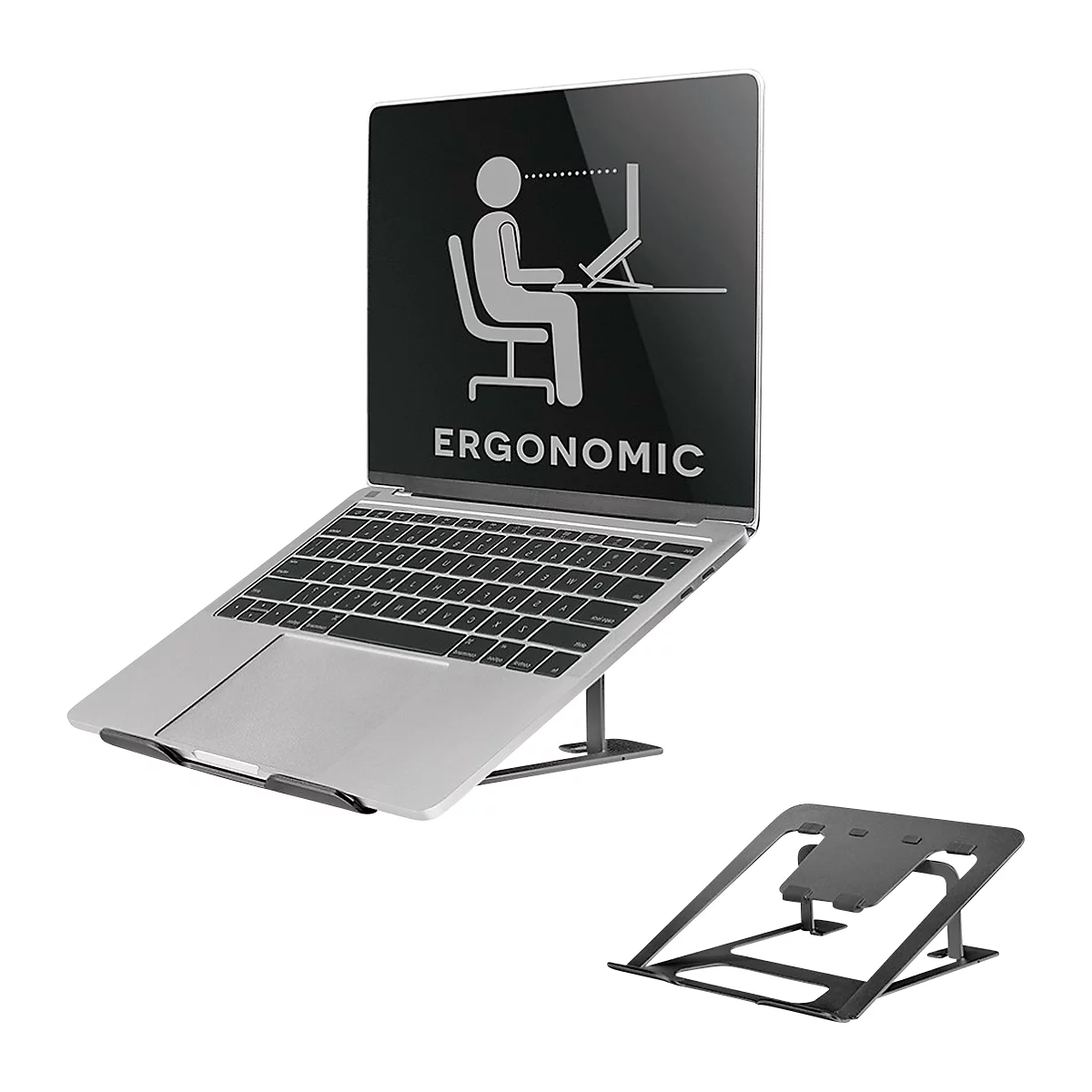 Laptop Ständer Neomounts by NewStar NSLS085BLACK, für Laptops 10-17″ & bis 5 kg, 6-stufig manuell höhenverstellbar, zusammenklappbar, schwarz