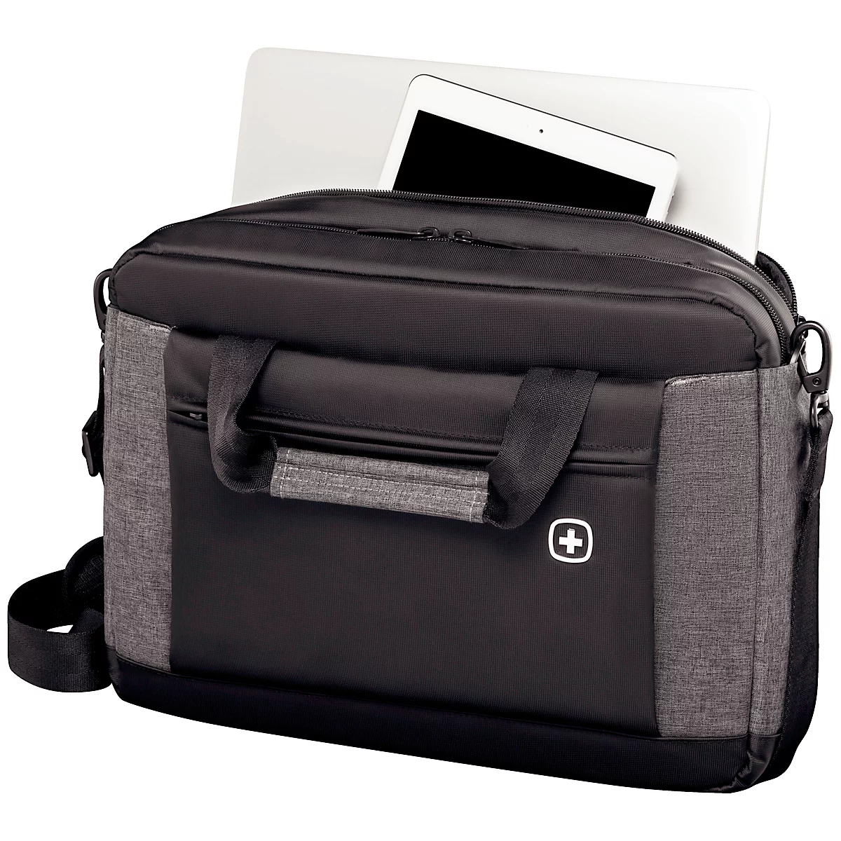 Laptop Tasche Wenger Underground, Laptop bis 16', Laptop- & Tabletfach, Organizer, Quick-Case, B 430 x H 310 x L 90 mm, 9 l, Polyester, schwarz/grau