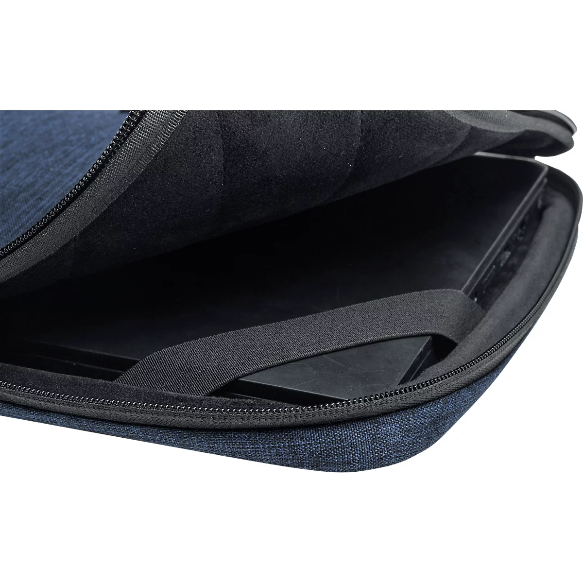 Laptophülle Exacompta Business, für Laptops 13-14'', gepolstert, Griff & Reißverschlussfach, B 370 x T 25 x H 280 mm, Post-Consumer-Polyester, blau