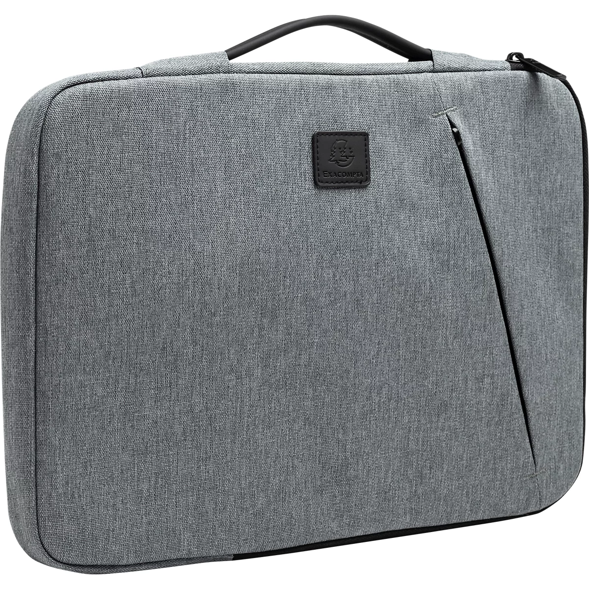 Laptophülle Exacompta Business, für Laptops 13-14'', gepolstert, Griff & Reißverschlussfach, B 370 x T 25 x H 280 mm, Post-Consumer-Polyester, grau