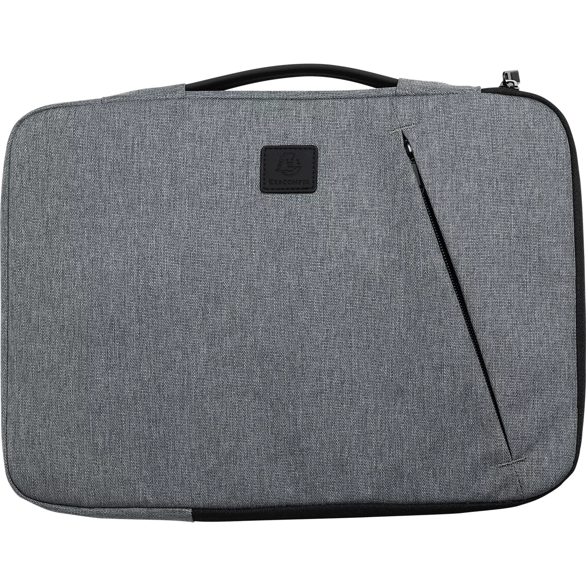 Laptophülle Exacompta Business, für Laptops 13-14'', gepolstert, Griff & Reißverschlussfach, B 370 x T 25 x H 280 mm, Post-Consumer-Polyester, grau