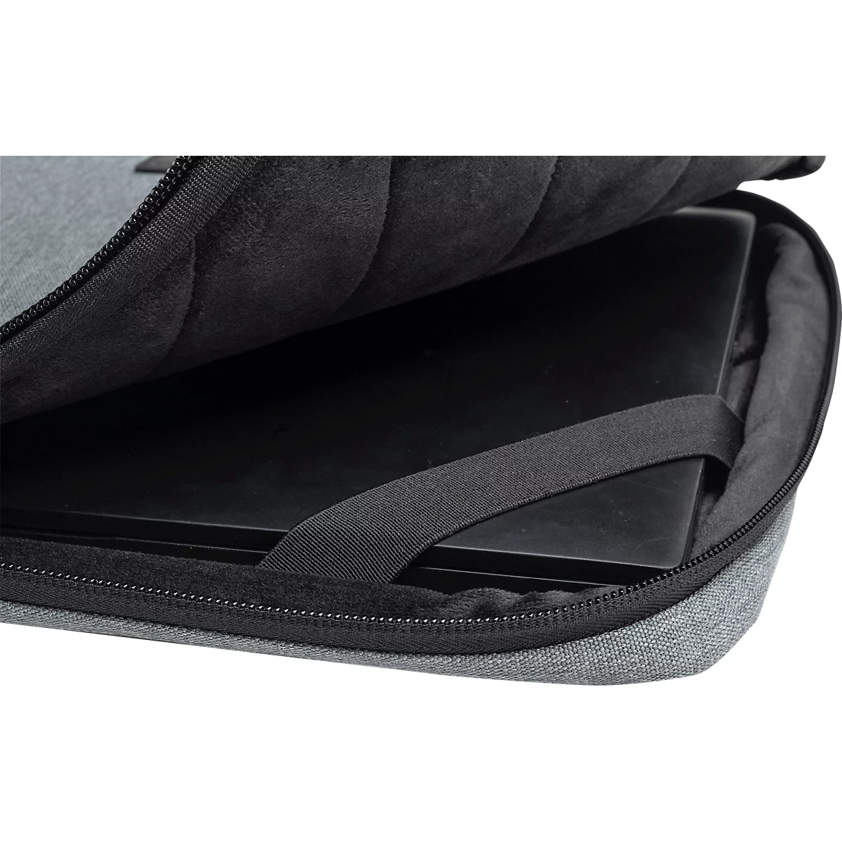 Laptophülle Exacompta Business, für Laptops 13-14'', gepolstert, Griff & Reißverschlussfach, B 370 x T 25 x H 280 mm, Post-Consumer-Polyester, grau
