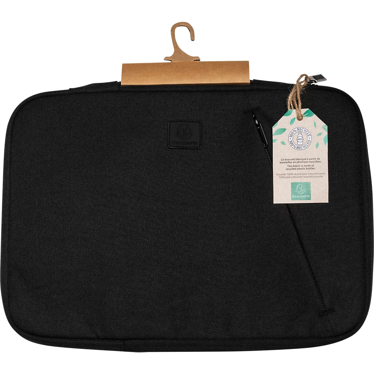 Laptophülle Exacompta Business, für Laptops 13-14'', gepolstert, Griff & Reißverschlussfach, B 370 x T 25 x H 280 mm, Post-Consumer-Polyester, schwarz