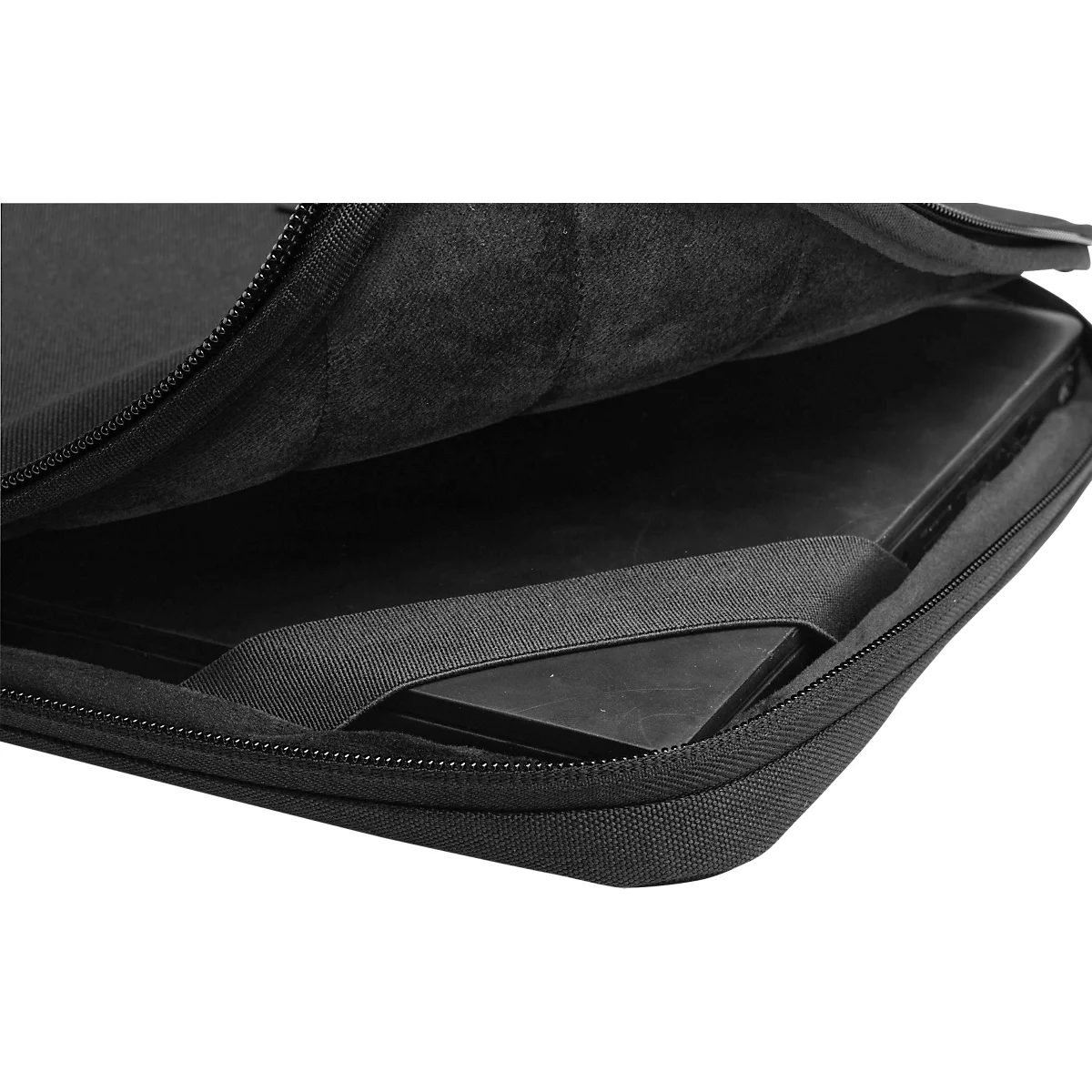 Laptophülle Exacompta Business, für Laptops 15-16'', gepolstert, Griff & Reißverschlussfach, B 410 x T 25 x H 310 mm, Post-Consumer-Polyester, schwarz
