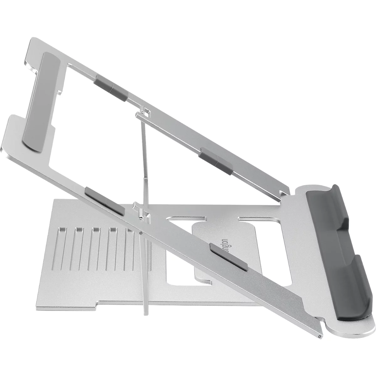 Laptopständer Kensington Easy Riser™ K50417WW, bis 16”, 6-stufig höhenverstell- und neigbar, faltbar, B 239 x T 14 x H 239 mm, Aluminium, silber
