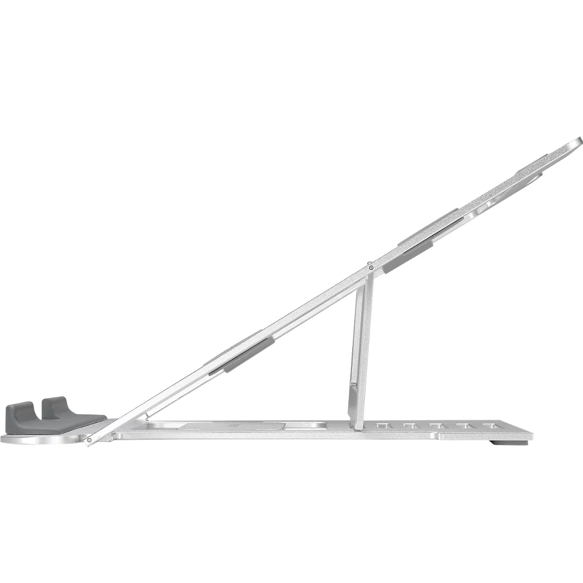 Laptopständer Kensington Easy Riser™ K50417WW, bis 16”, 6-stufig höhenverstell- und neigbar, faltbar, B 239 x T 14 x H 239 mm, Aluminium, silber