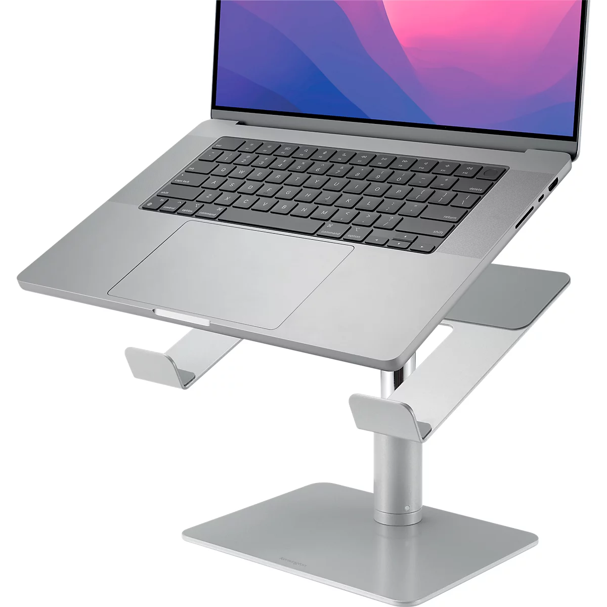 Laptopständer Kensington K50424WW, bis 16”, höhenverstell- und neigbar, mit Stauraum, B 280 x T 229 x H 210 mm, Aluminium und Stahl, silber