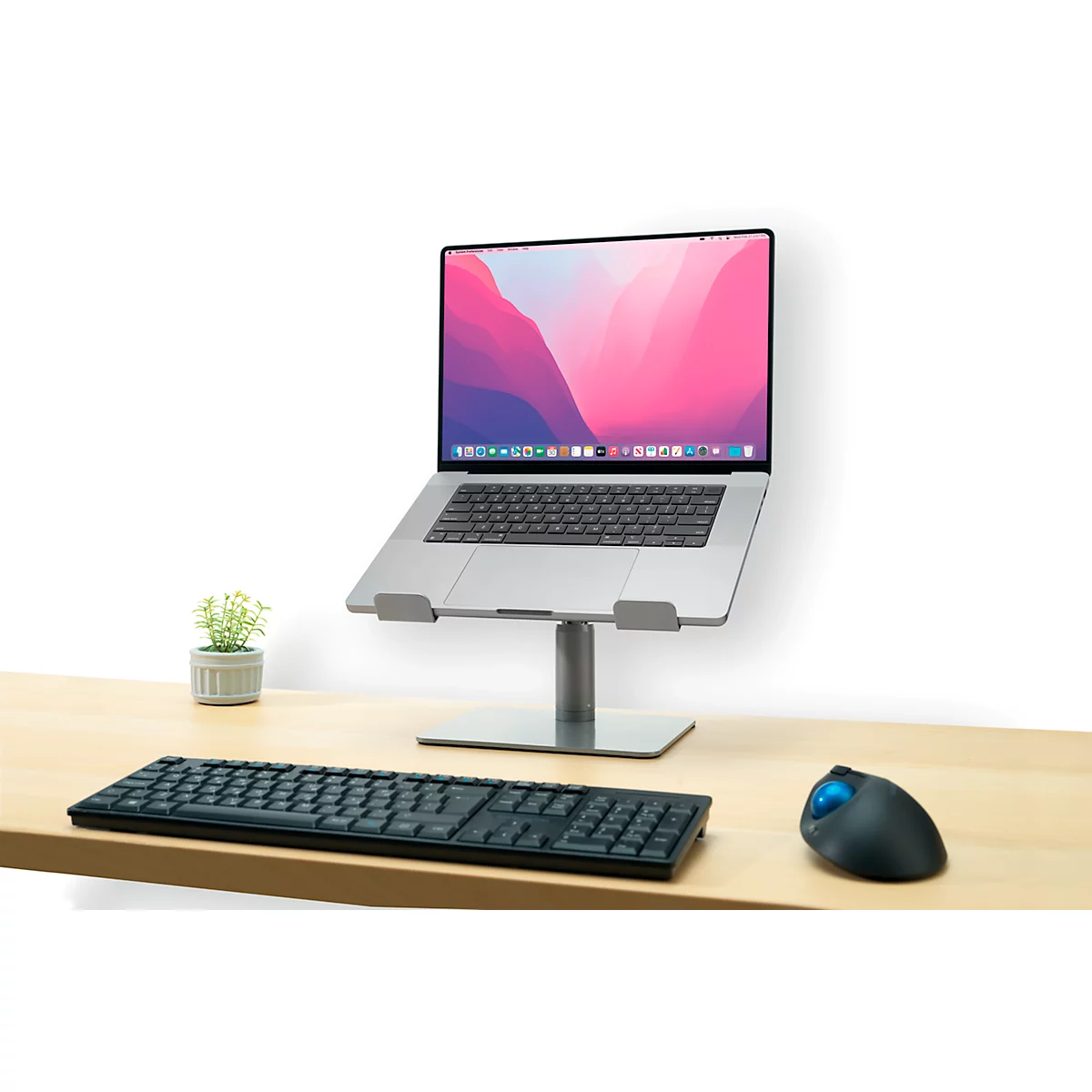 Laptopständer Kensington K50424WW, bis 16”, höhenverstell- und neigbar, mit Stauraum, B 280 x T 229 x H 210 mm, Aluminium und Stahl, silber