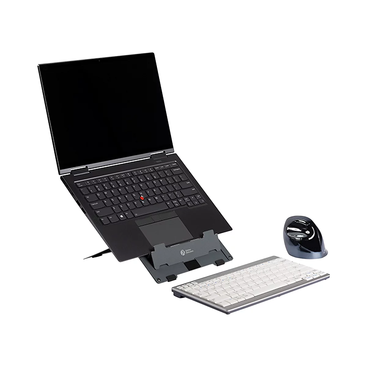 Laptopstandaard Bakker Elkhuizen Ergo-Q 160, voor laptops &amp; tablets tot 17', ergonomisch, B 215 x D 266 x H 7,5 mm, aluminium, donkergrijs mat