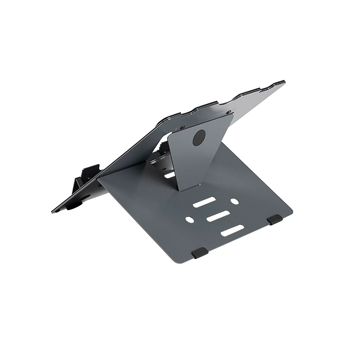 Laptopstandaard Bakker Elkhuizen Ergo-Q 160, voor laptops &amp; tablets tot 17', ergonomisch, B 215 x D 266 x H 7,5 mm, aluminium, donkergrijs mat