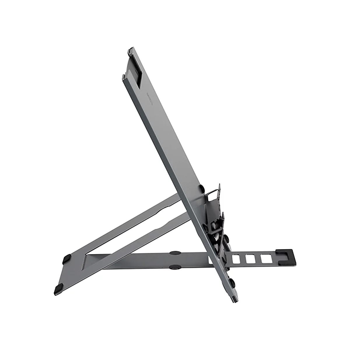 Laptopstandaard Bakker Elkhuizen Ergo-Q Hybrid Pro, voor laptops &amp; tablets tot 16', ergonomisch, B 199 x D 284 x H 13,5 mm, aluminium, donkergrijs mat