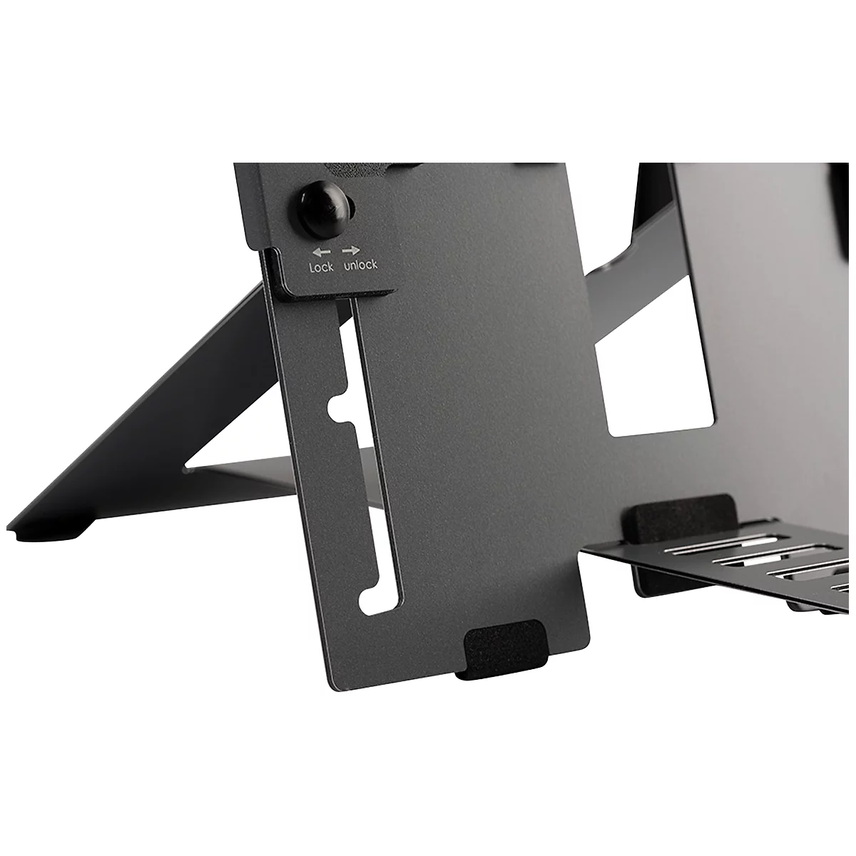 Laptopstandaard Bakker Elkhuizen Ergo-Q Hybrid Pro, voor laptops &amp; tablets tot 16', ergonomisch, B 199 x D 284 x H 13,5 mm, aluminium, donkergrijs mat