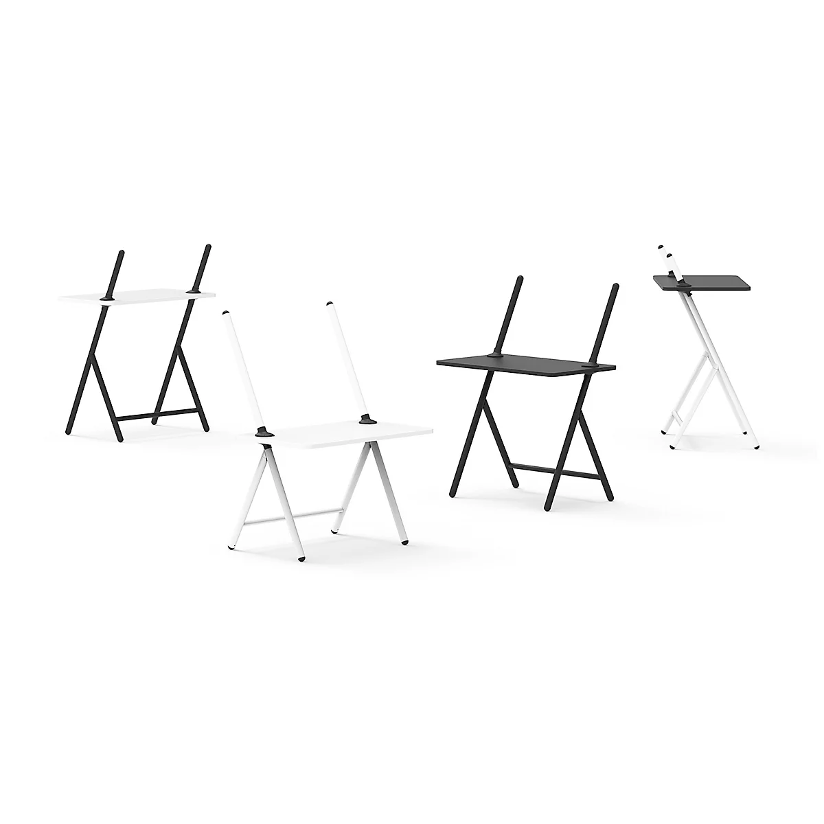 Laptoptafel scala, ideaal voor thuiskantoor, in hoogte verstelbaar, inklapbaar, 4-poots frame, L 1000 x B 800 x H 1400 mm, grafietzwart RAL 9011/wit