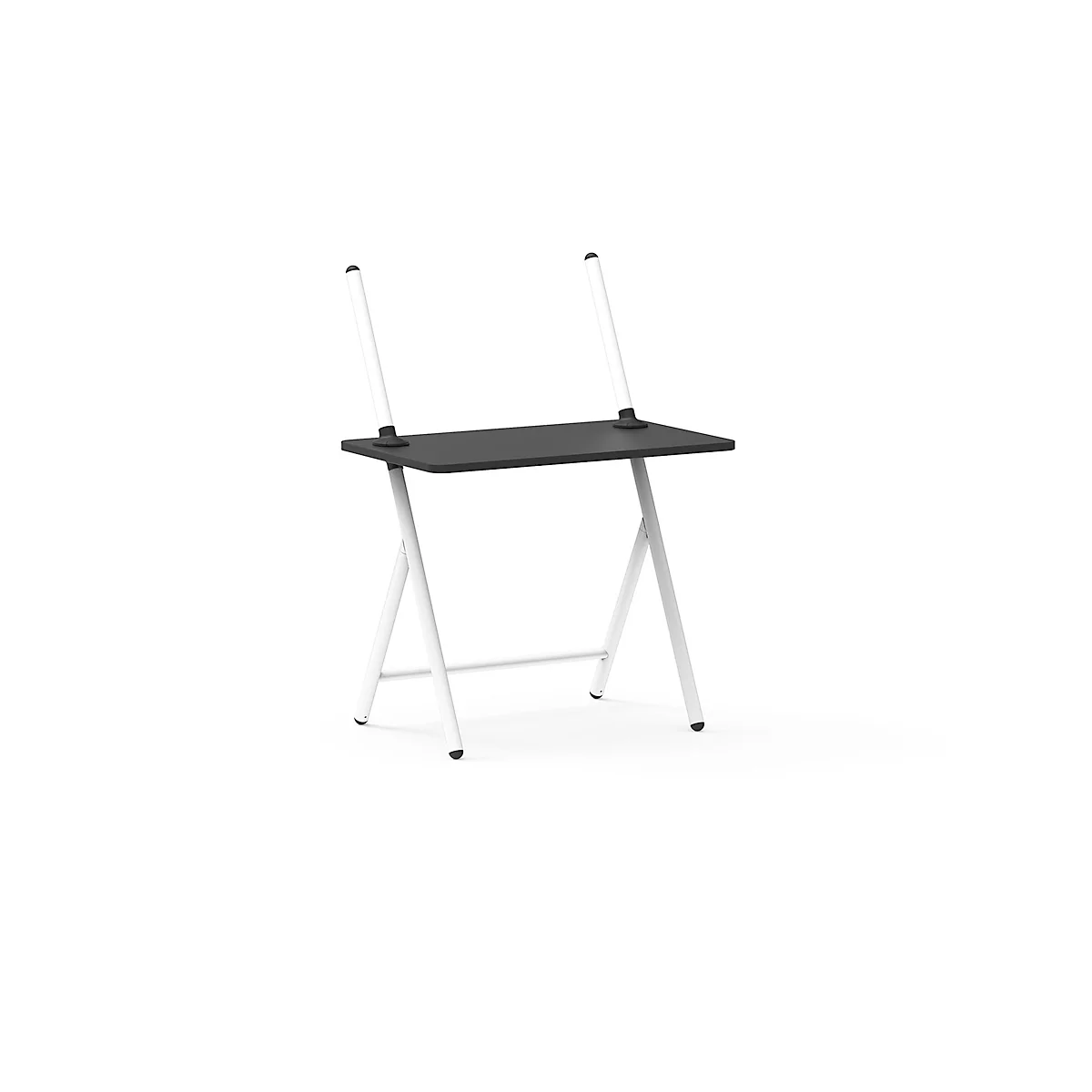 Laptoptafel scala, ideaal voor thuiskantoor, in hoogte verstelbaar, inklapbaar, 4-poots frame, L 1000 x B 800 x H 1400 mm, verkeerswit RAL 9016/zwart