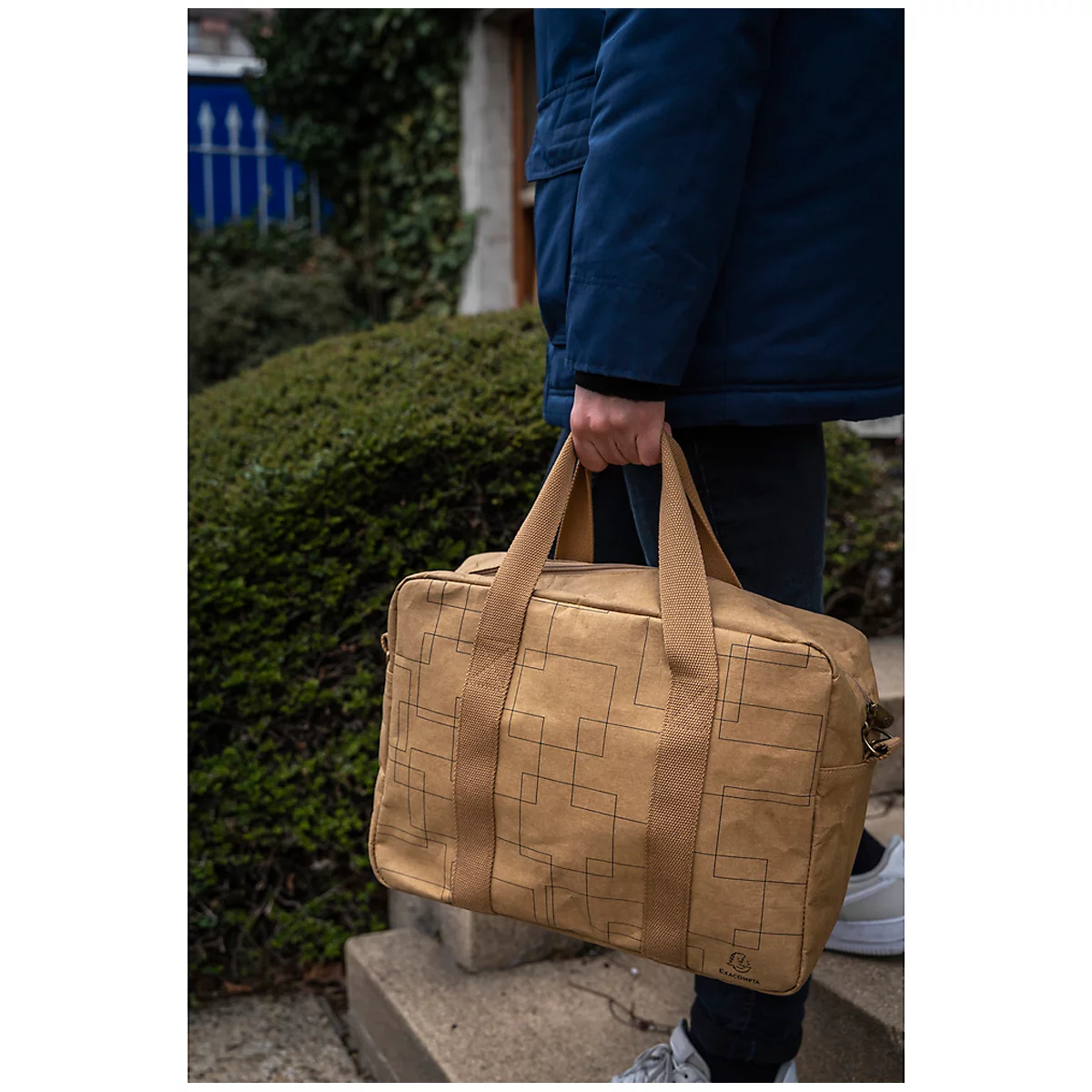 Laptoptasche Exacompta Eterneco V2, Lederoptik, für Laptops bis 15', Dokumente bis DIN A4, B 400 x T 130 x H 290 mm, Papier, braun