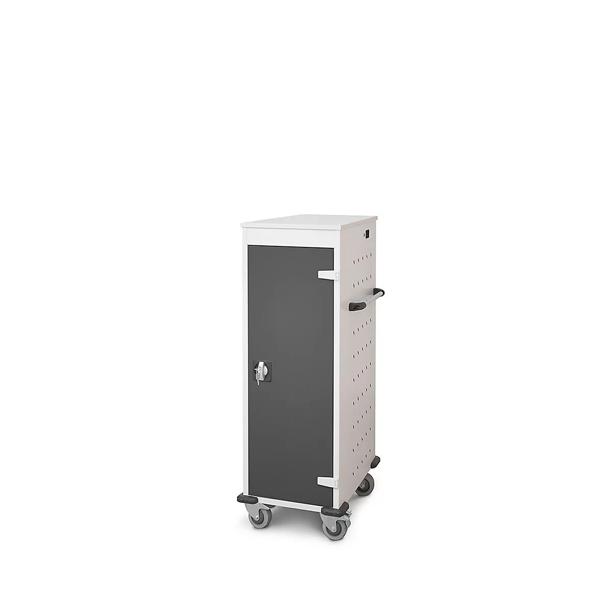 Laptopwagen mit Ladefunktion, 2-Punkt-Verriegelung, Feststellbremse, 10 Fächer, B 530 x T 1250 x H 500, anthrazit