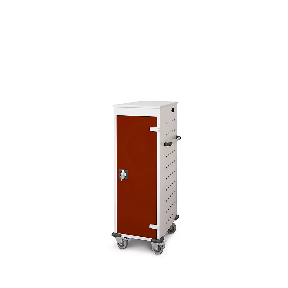 Laptopwagen mit Ladefunktion, 2-Punkt-Verriegelung, Feststellbremse, 10 Fächer, B 530 x T 1250 x H 500, braun