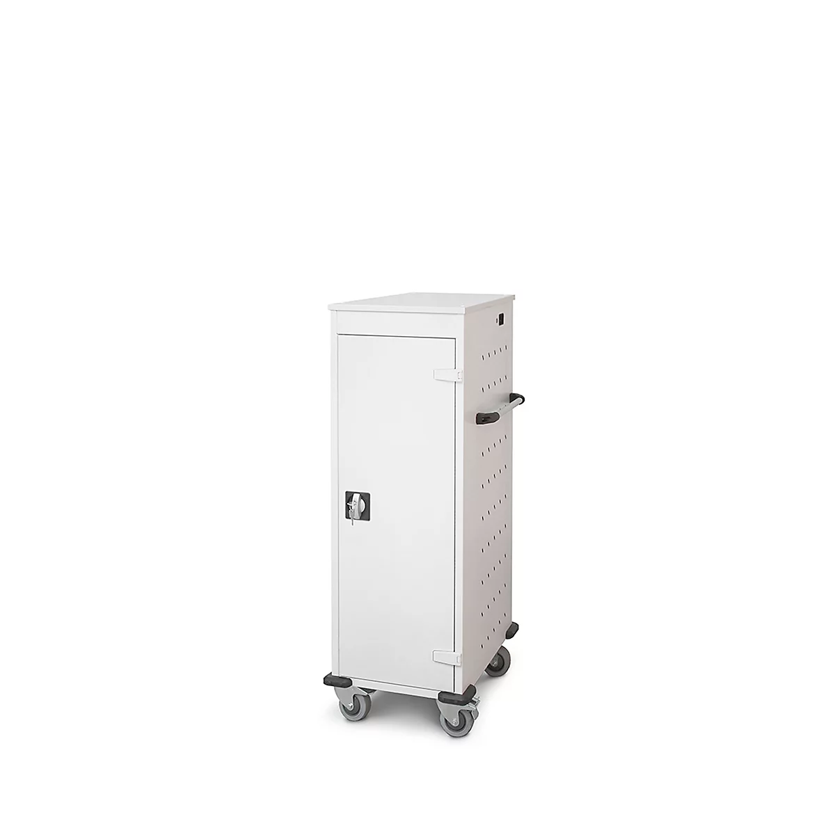 Laptopwagen mit Ladefunktion, 2-Punkt-Verriegelung, Feststellbremse, 10 Fächer, B 530 x T 1250 x H 500, lichtgrau