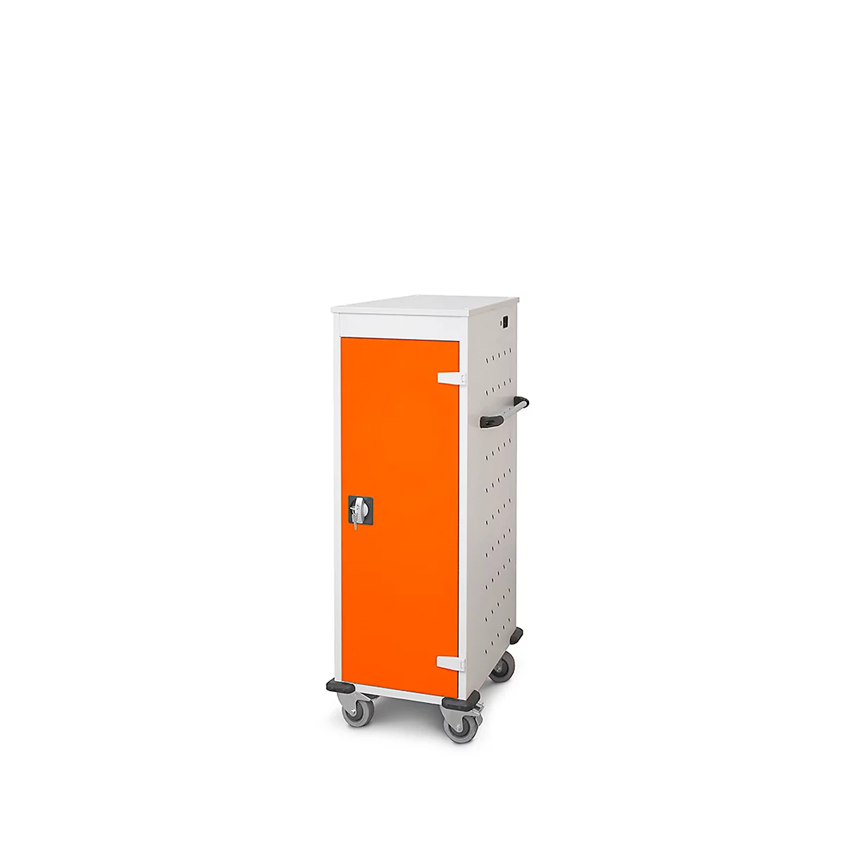 Laptopwagen mit Ladefunktion, 2-Punkt-Verriegelung, Feststellbremse, 10 Fächer, B 530 x T 1250 x H 500, orange