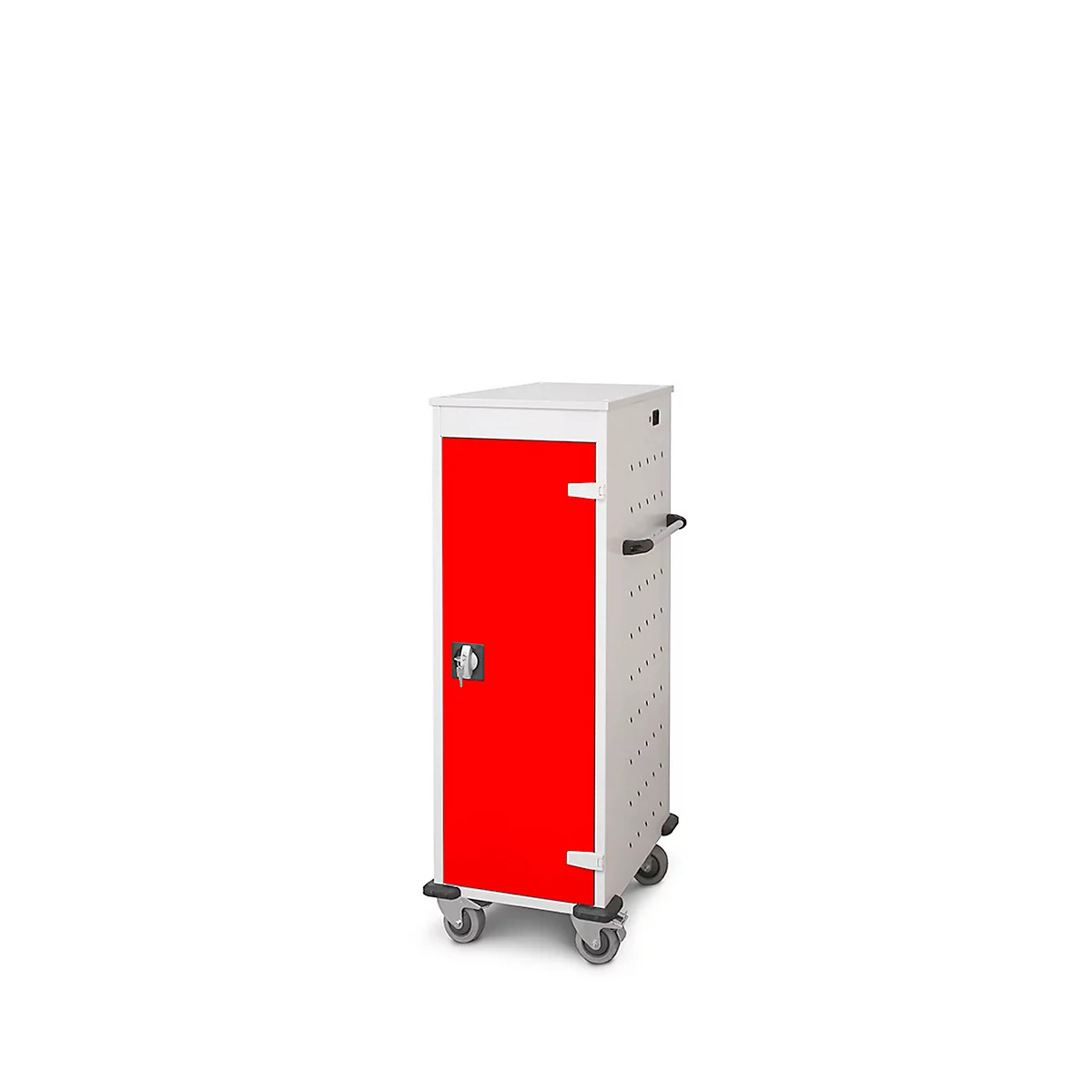 Laptopwagen mit Ladefunktion, 2-Punkt-Verriegelung, Feststellbremse, 10 Fächer, B 530 x T 1250 x H 500, verkehrsrot
