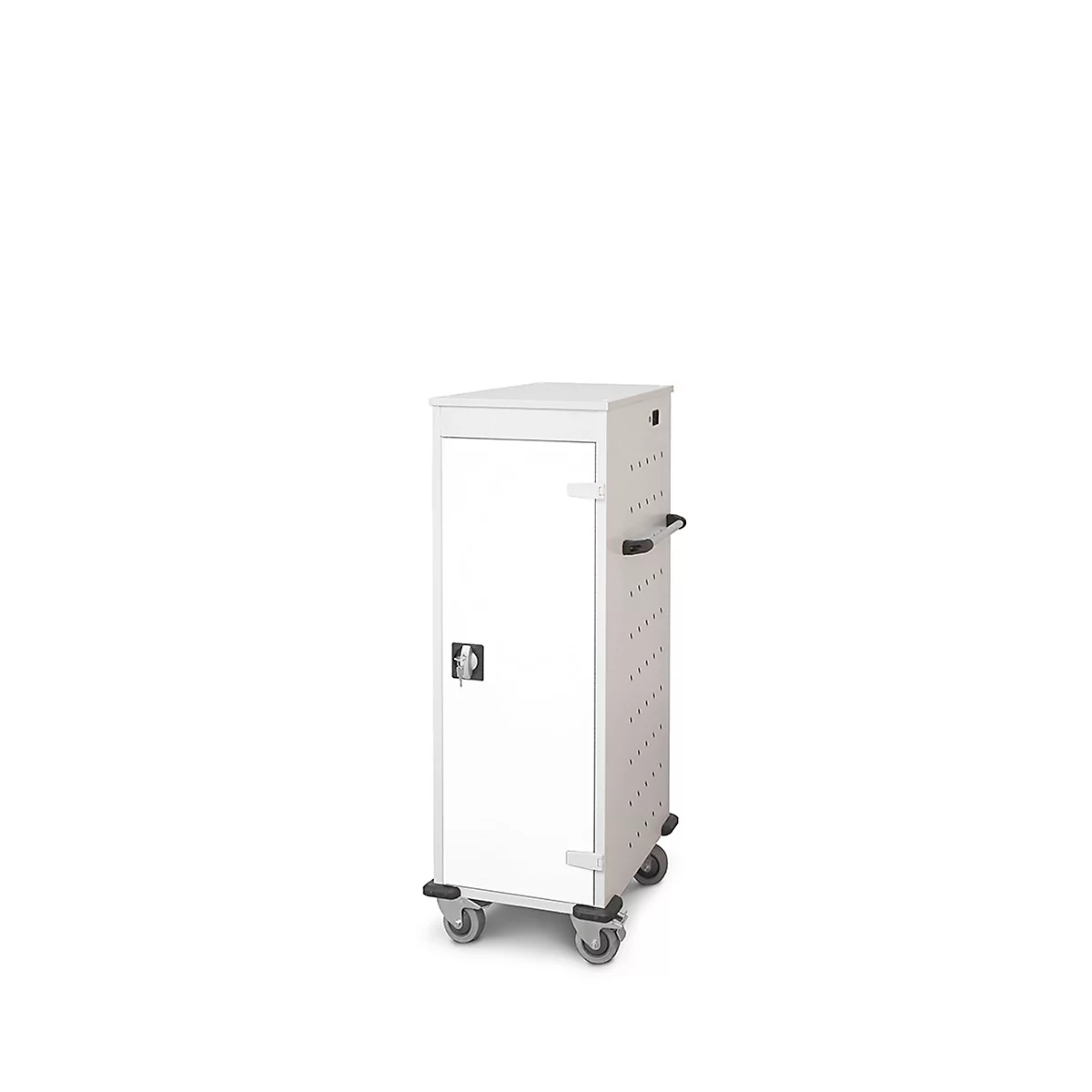 Laptopwagen mit Ladefunktion, 2-Punkt-Verriegelung, Feststellbremse, 10 Fächer, B 530 x T 1250 x H 500, weiß