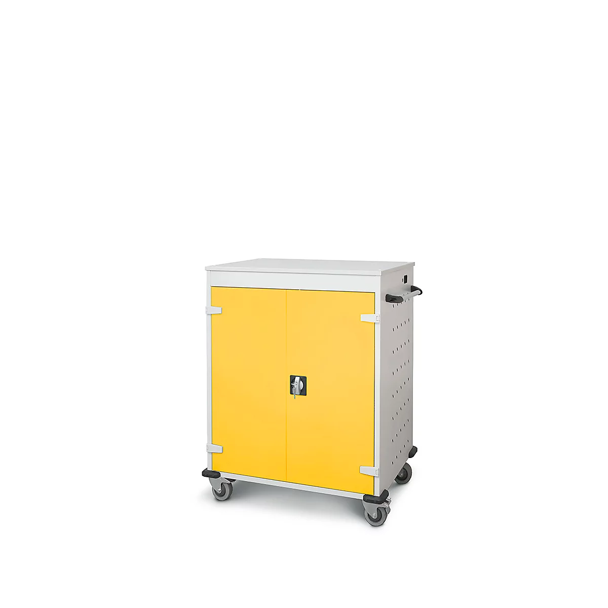 Laptopwagen mit Ladefunktion, 2-Punkt-Verriegelung, Feststellbremse, 16 Fächer, B 920 x T 500 x H 1060, gelb