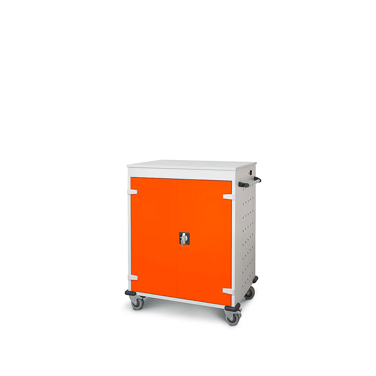 Laptopwagen mit Ladefunktion, 2-Punkt-Verriegelung, Feststellbremse, 16 Fächer, B 920 x T 500 x H 1060, orange